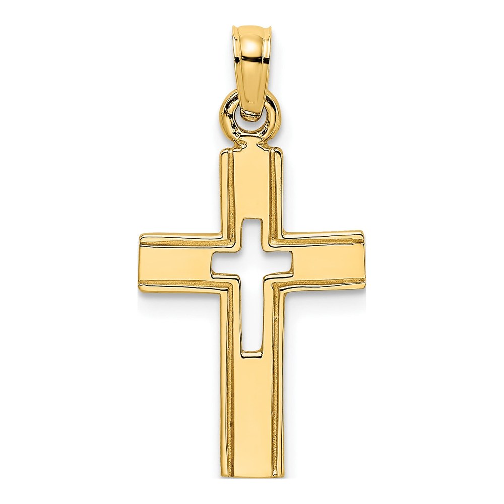 14K Yellow Gold Cut-Out Cross Pendant