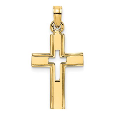 14K Yellow Gold Cut-Out Cross Pendant