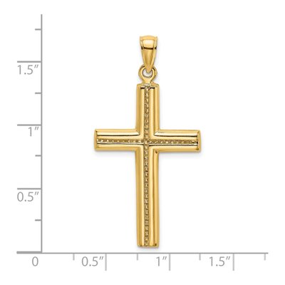 14K Yellow Gold Beaded Cross Pendant – view 4