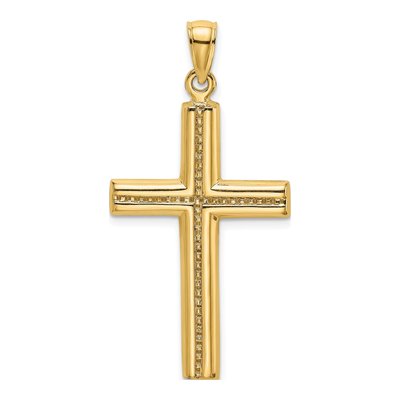 14K Yellow Gold Beaded Cross Pendant