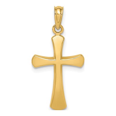 14K Yellow Gold Beveled Cross Pendant