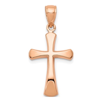 14K Rose Gold Beveled Cross Pendant