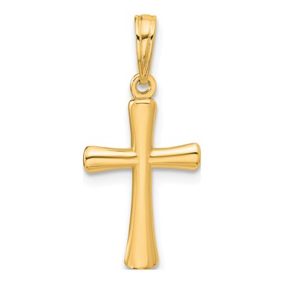 14K Yellow Gold Beveled Cross Pendant