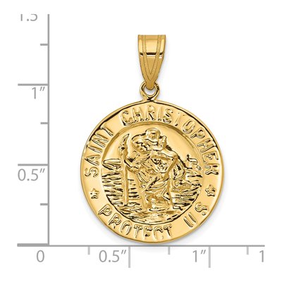 14K Yellow Gold Saint Christopher Medal Pendant – view 5