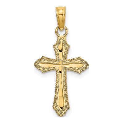 14K Yellow Gold Diamond-Cut Cross Pendant