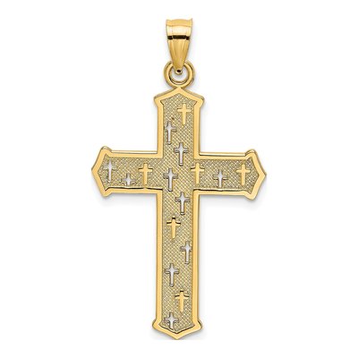 14K Yellow Gold Arrow Tip Cross Pendant