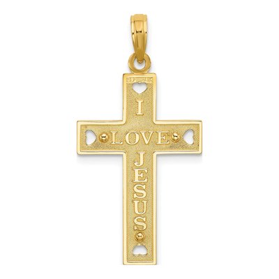 14K Yellow Gold Cut-Out Heart Crucifix Charm – view 5