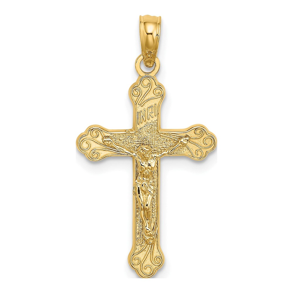 14K Yellow Gold INRI Crucifix Pendant