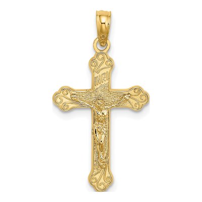 14K Yellow Gold INRI Crucifix Pendant