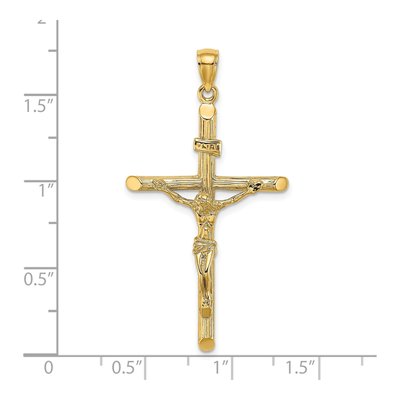 14K Yellow Gold Textured Crucifix Pendant – view 4