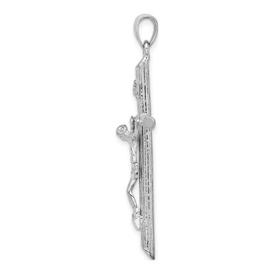 14K White Gold Textured Crucifix Charm – view 3