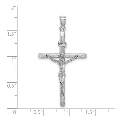 14K White Gold Textured Crucifix Charm – view 4