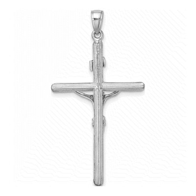 14K White Gold Textured Crucifix Charm – view 5