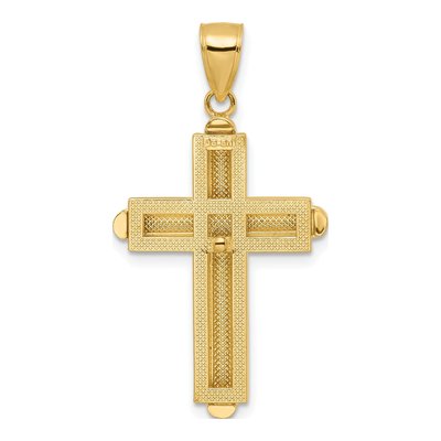 14K Yellow Gold Beveled Cross Pendant – view 4