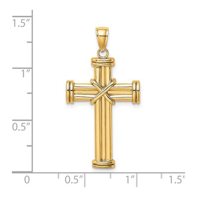 14K Yellow Gold X-Center Cross Pendant – view 3