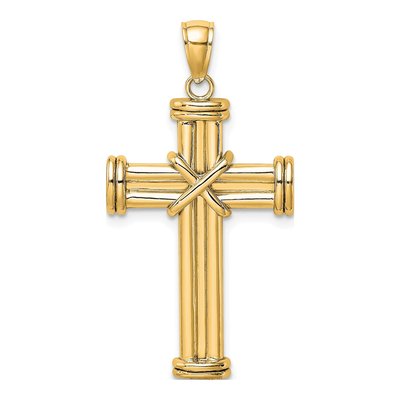 14K Yellow Gold X-Center Cross Pendant