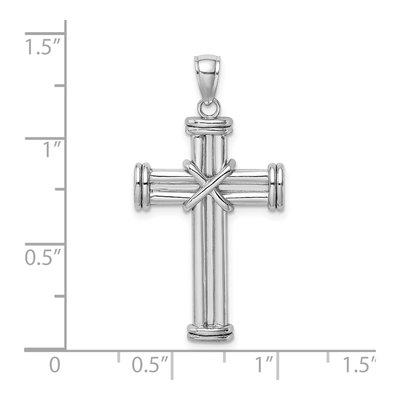 14K White Gold X-Center Cross Pendant – view 4