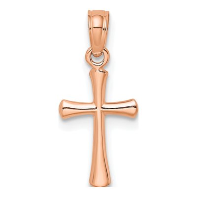 14K Rose Gold Cross Charm