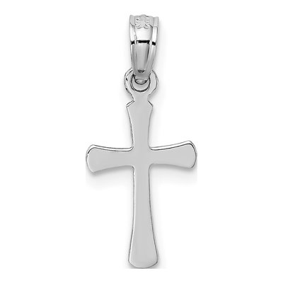 14K White Gold Beveled Cross Pendant – view 4