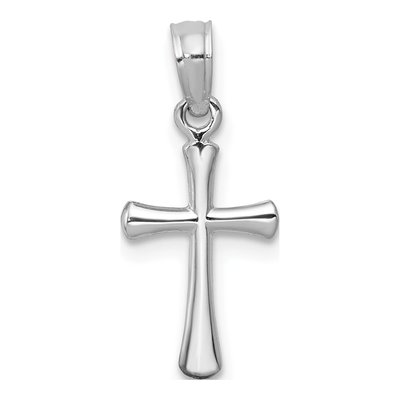 14K White Gold Beveled Cross Pendant