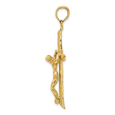 14K Yellow Gold Textured Crucifix Charm – view 3