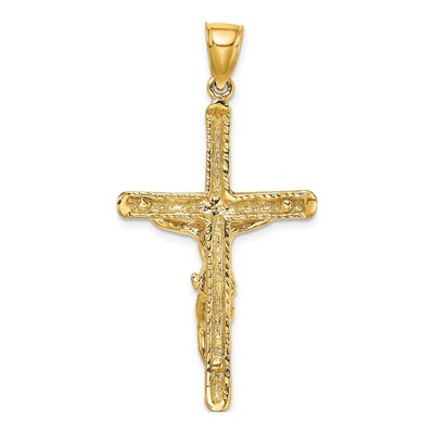 14K Yellow Gold Textured Crucifix Charm – view 5