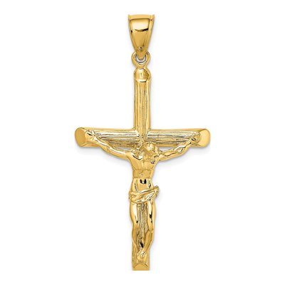 14K Yellow Gold Textured Crucifix Charm