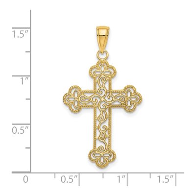 14K Yellow Gold Textured Cross Pendant – view 4