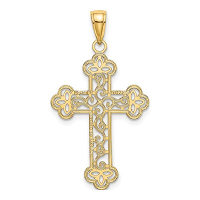 14K Yellow Gold Textured Cross Pendant – view 5