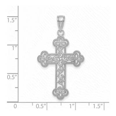 14K White Gold Textured Beaded Edge Charm – view 4