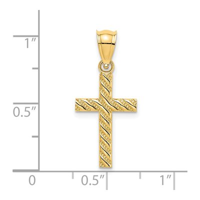 14K Yellow Gold Beaded Cross Pendant – view 4