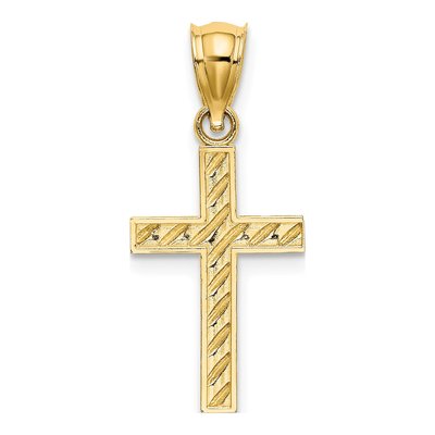 14K Yellow Gold Beaded Cross Pendant – view 5