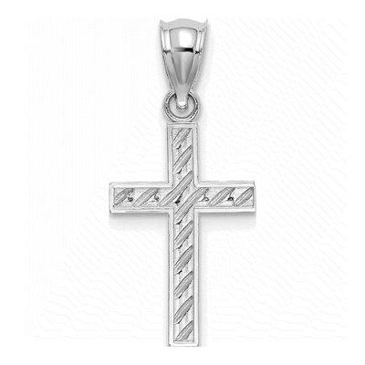 14K White Gold Beaded Cross Pendant – view 5