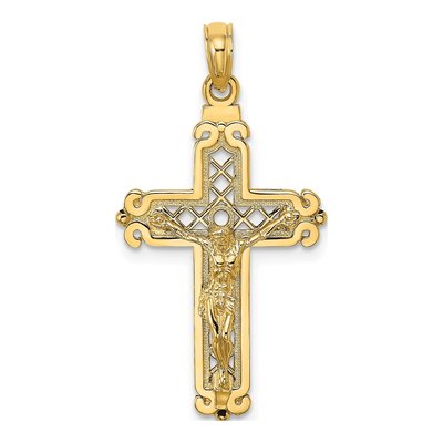 14K Yellow Gold Fancy Crucifix Pendant