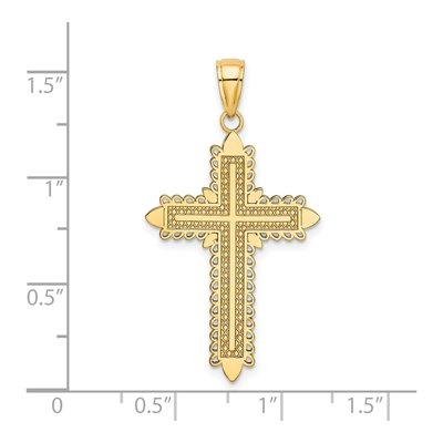 14K Yellow Gold Lace Border Cross Charm – view 4
