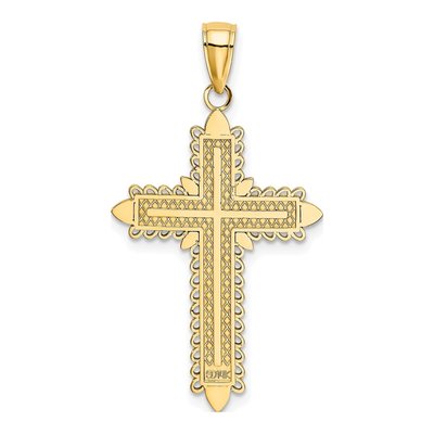 14K Yellow Gold Lace Border Cross Charm – view 5
