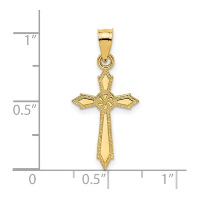 14K Yellow Gold Textured Cross Pendant – view 4