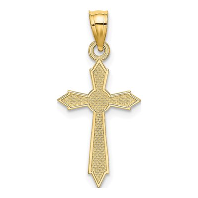 14K Yellow Gold Textured Cross Pendant – view 5