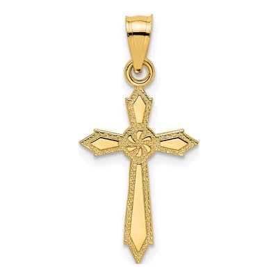 14K Yellow Gold Textured Cross Pendant