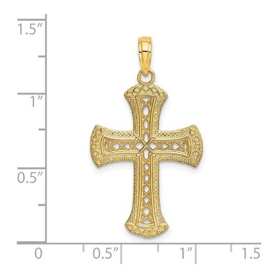 14K Yellow Gold Textured Cross Pendant – view 4