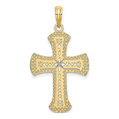 14K Yellow Gold Textured Cross Pendant – view 5