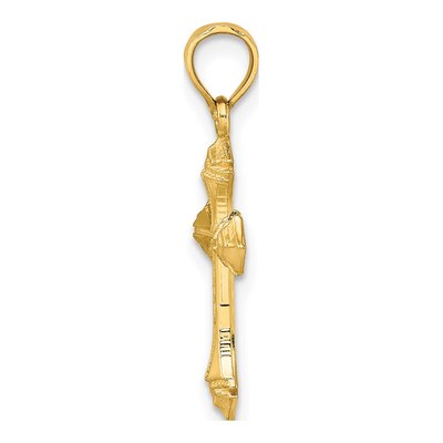 14K Yellow Gold Textured Cross Pendant – view 3