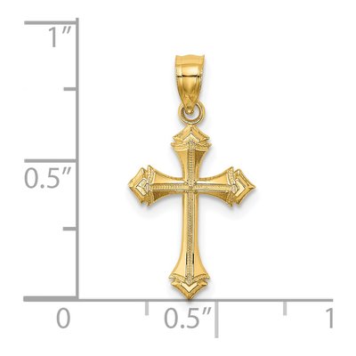 14K Yellow Gold Textured Cross Pendant – view 4