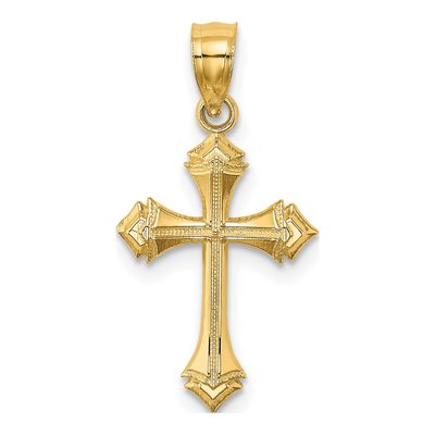 14K Yellow Gold Textured Cross Pendant