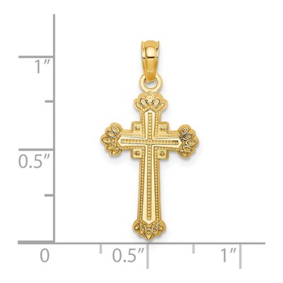 14K Yellow Gold Textured Leaf Edge Cross Charm – view 4