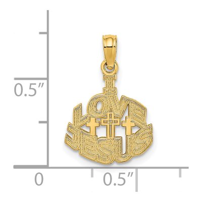 14K Yellow Gold I Love Jesus Cross Charm – view 4