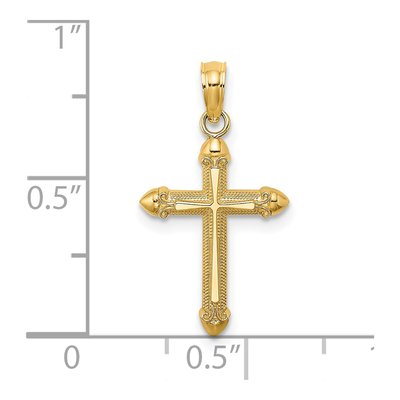 14K Yellow Gold Scroll Cross Pendant – view 4