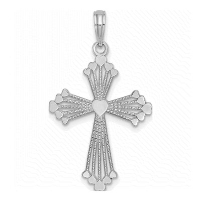 14K White Gold Cut-Out Cross Charm