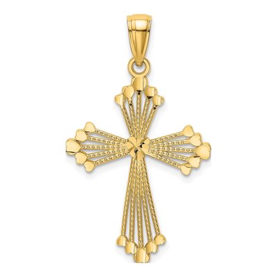 14K Yellow Gold Cut-Out Cross Heart Pendant