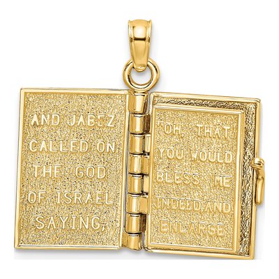 14K Yellow Gold Jabez Prayer Book Pendant – view 7